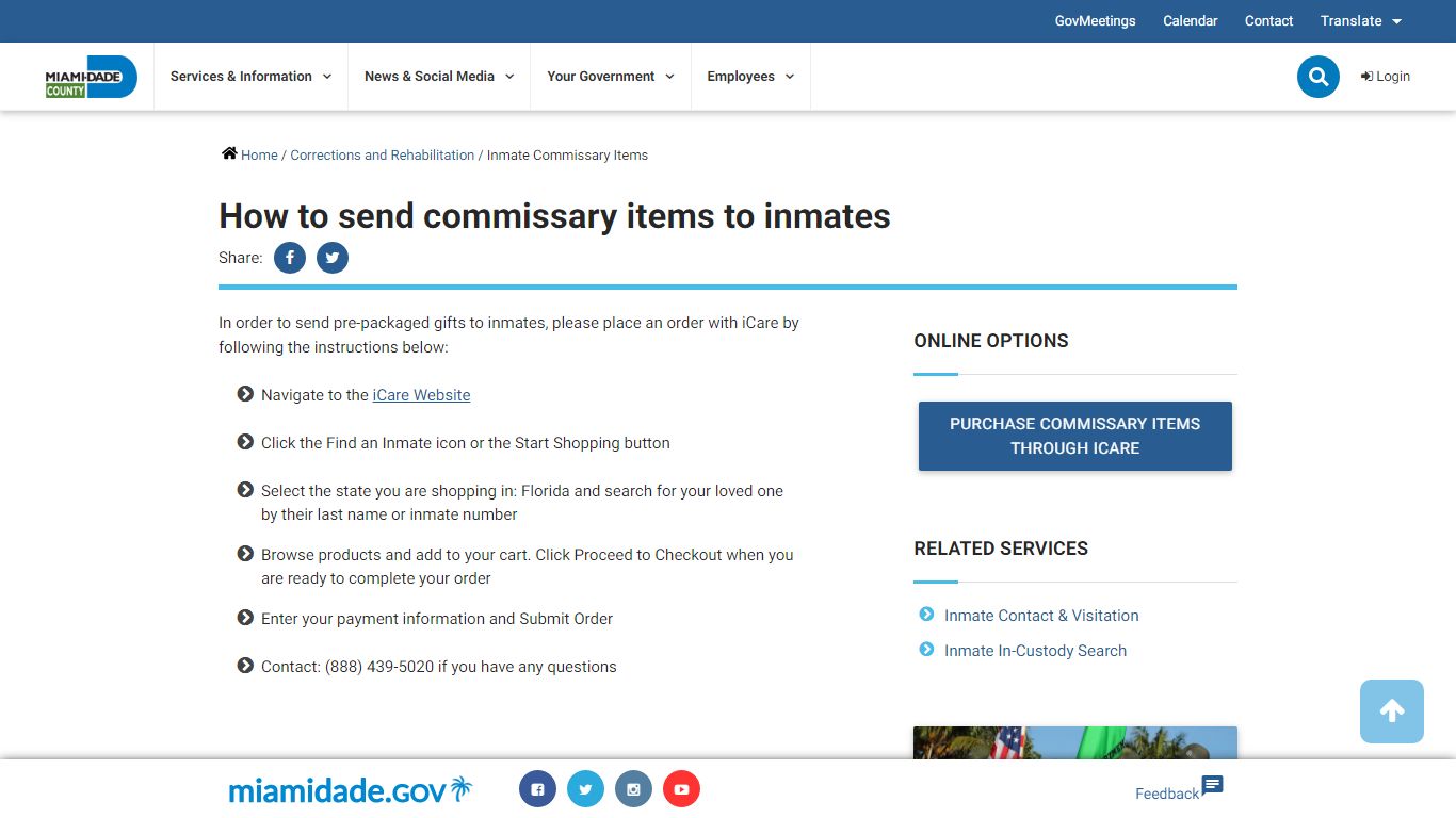 Inmate Commissary Items - Miami-Dade County, Florida